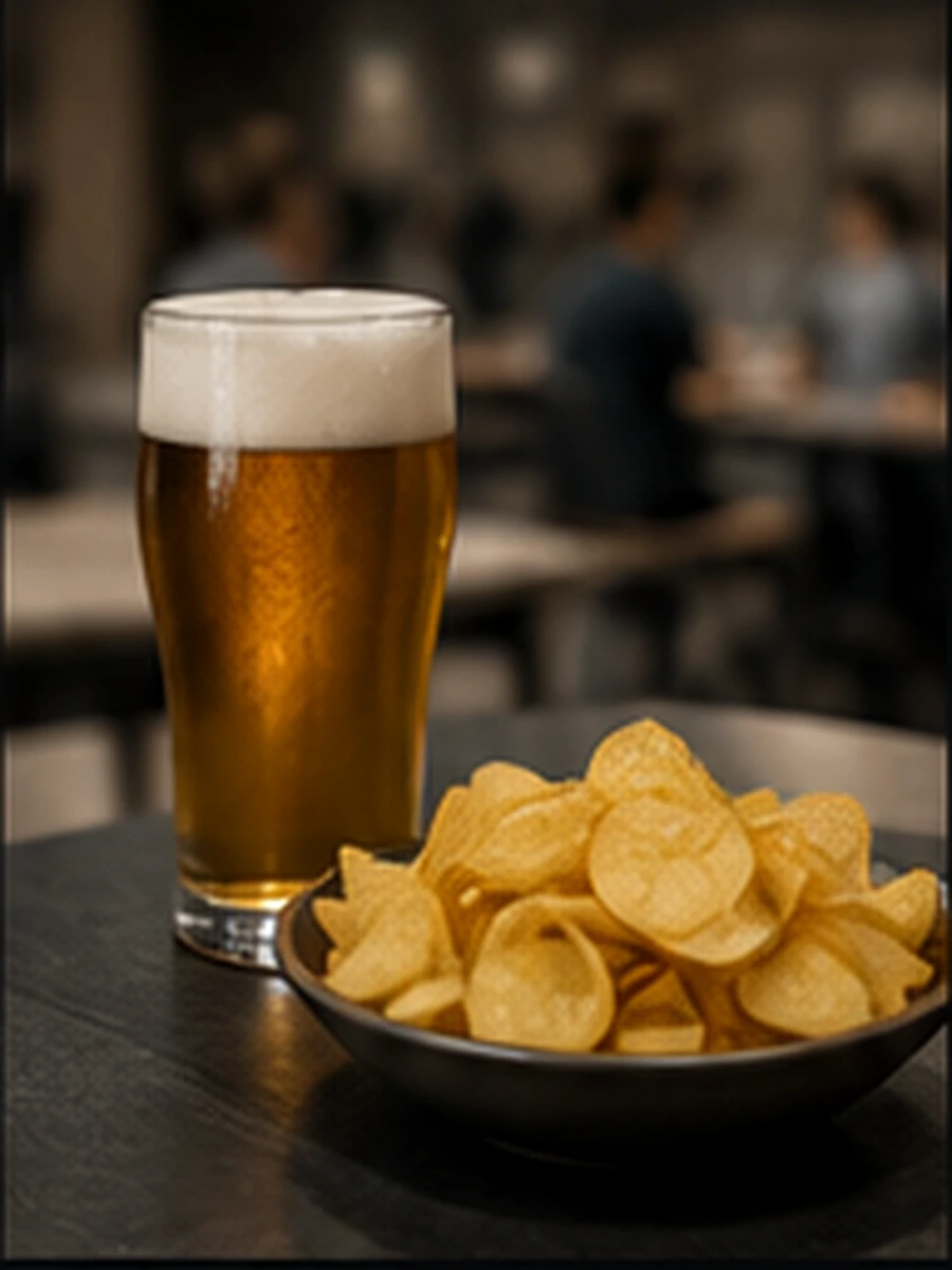 Beguda i patates a la zona de bar